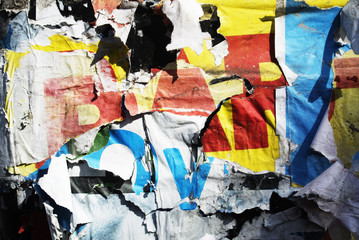 Fototapeta premium Random background collage paper texture on wall