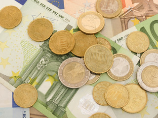 Euro banknotes and coins