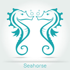 Twin seahorse with sponge, monochromatic