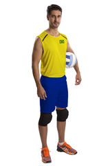 Professional Brazilian Volleyball player with ball.