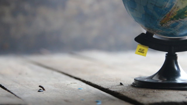 Hello world. Globe and text.