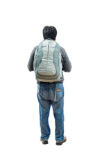 Fototapeta premium portrait of a man traveling with suitcase and bag