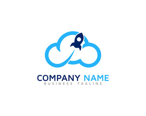 Cloud Rocket Logo Design Template