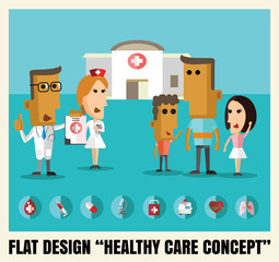 infographic element healthy care doctor and patient flat icon an