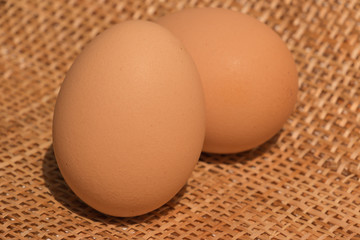 Eggs on wooden background