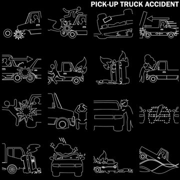 line drawing of pickup truck accident and insurance
