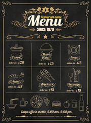 Restaurant Food Menu Design with Chalkboard Background