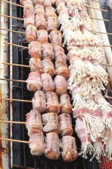 grilled bacon with mushrooms of delicious.