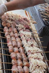 grilled bacon with mushrooms of delicious.
