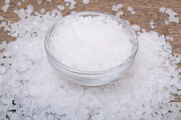 the salt in glass bowl