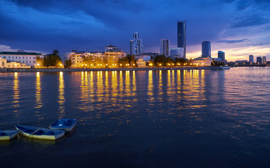 Yekaterinburg skyline at night time