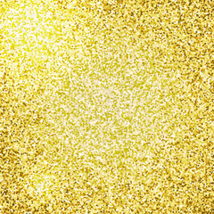 Sparkling background with golden glitters. Vector illustration. Shiny and luminous texture with gold glitters and flares.