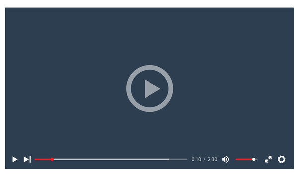 Video player in a flat style. Ideal for web application