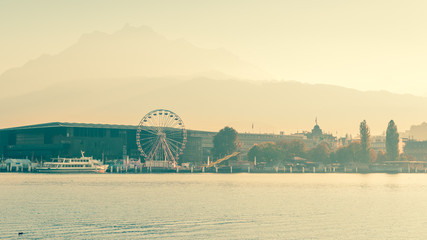 Panorama of the city Lucerne. Switzerland. Filter soft light.