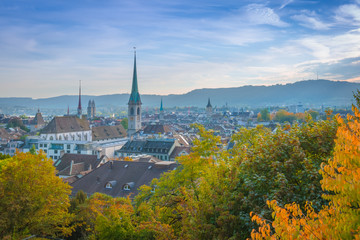 Switzerland. Top view of the Zurich city.