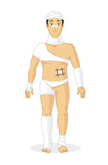 Young adult man with injuries on body vector illustration