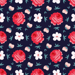 seamless vintage flower pattern vector