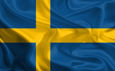 Waving Fabric Flag of Sweden