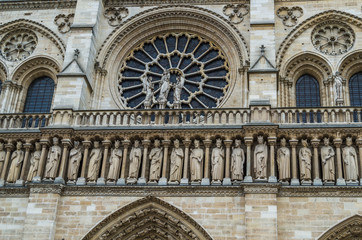 Obraz premium The Notre Dame cathedral in central Paris is one of the most famous churches in France