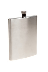 Stainless hip flask, isolated on white