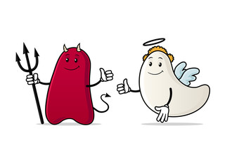 Cute Angel And Devil Mascots
