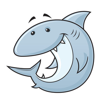Happy cartoon shark mascot vector illustration