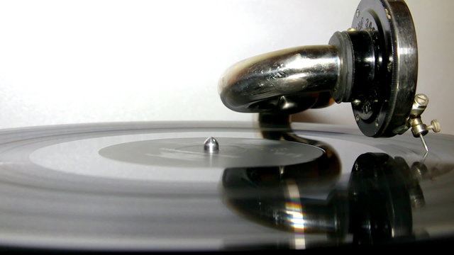 Vinyl record on an old gramophone