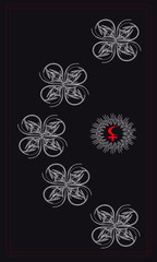 Tarot cards - back design.  Lilith, floral pattern