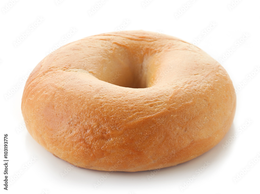 Wall mural fresh bagel on white background