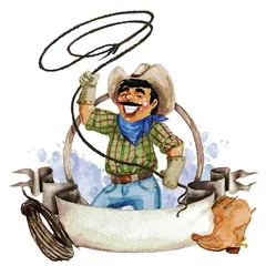 Raamstickers Rodeo watercolor label with space for text © nataliahubbert