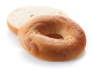 Fresh bagel on white background