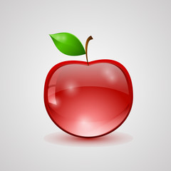  glass apple with green leaf