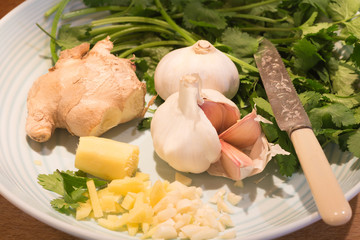 garlic, ginger and coriander
