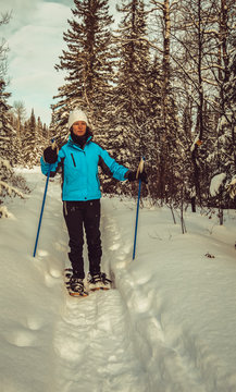 Woman Snowshoeing