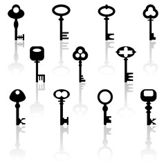 Set of different keys. Vector illustration.