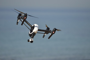 drone flying over the sea