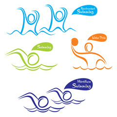 different water sport design  water polo, swimming etc vector