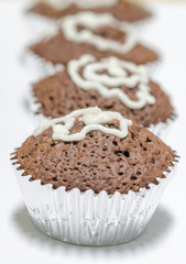 Dark chocolate  cupcake.