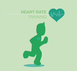 Heart rate training, running vector, flat design banner