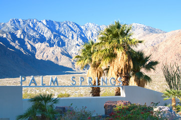Palm Springs California , USA-February 7th, 2016:Palm Springs Sign in Palm Spring California USA
