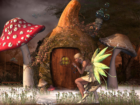 Fairy Belle - Fairy Belle plays with glow flies outside her gourd home in the magical forest.
