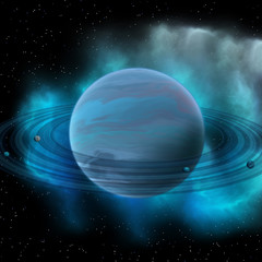 Neptune Planet - Neptune is the eight planet in our solar system and has planetary rings and a great dark spot indicating a storm on its surface. © Catmando