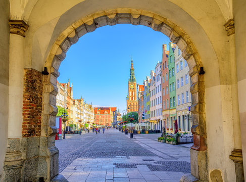 Fototapeta Colorful gothic facades int the old town of Gdansk, Poland