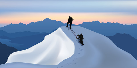 Montagne - Alpes - Alpinistes - obrazy, fototapety, plakaty