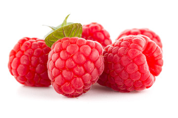 Raspberries with leaves