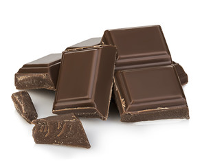 Chocolate bars close-up isolated on a white background.