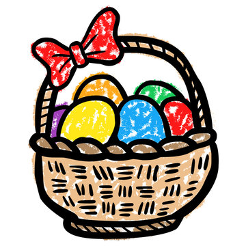 colorful easter eggs in basket with red bow clip art preview