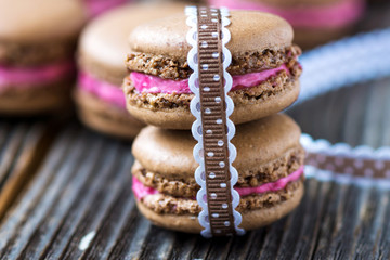 Homemade  Chocolate-Raspberry macarons