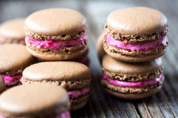 Homemade  Chocolate-Raspberry macarons