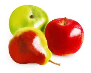 juicy pear and apples